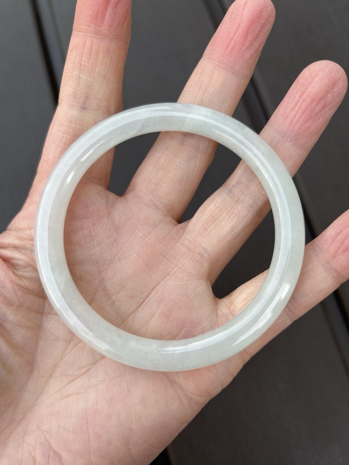BW057-RP 55.9mm Certified Untreated Grade A Burmese Jadeite Bangle Jade Bracelet