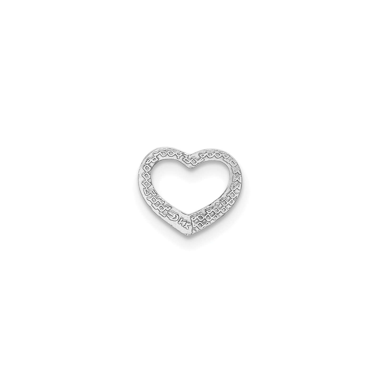 14k White Gold Open Heart Pendant Charm Polished Love Symbol 12.2mm