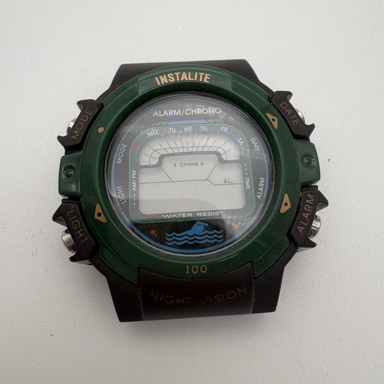 Vintage Armitron All-Sport Instalite Watch Mens Digital Black Green 40/6597