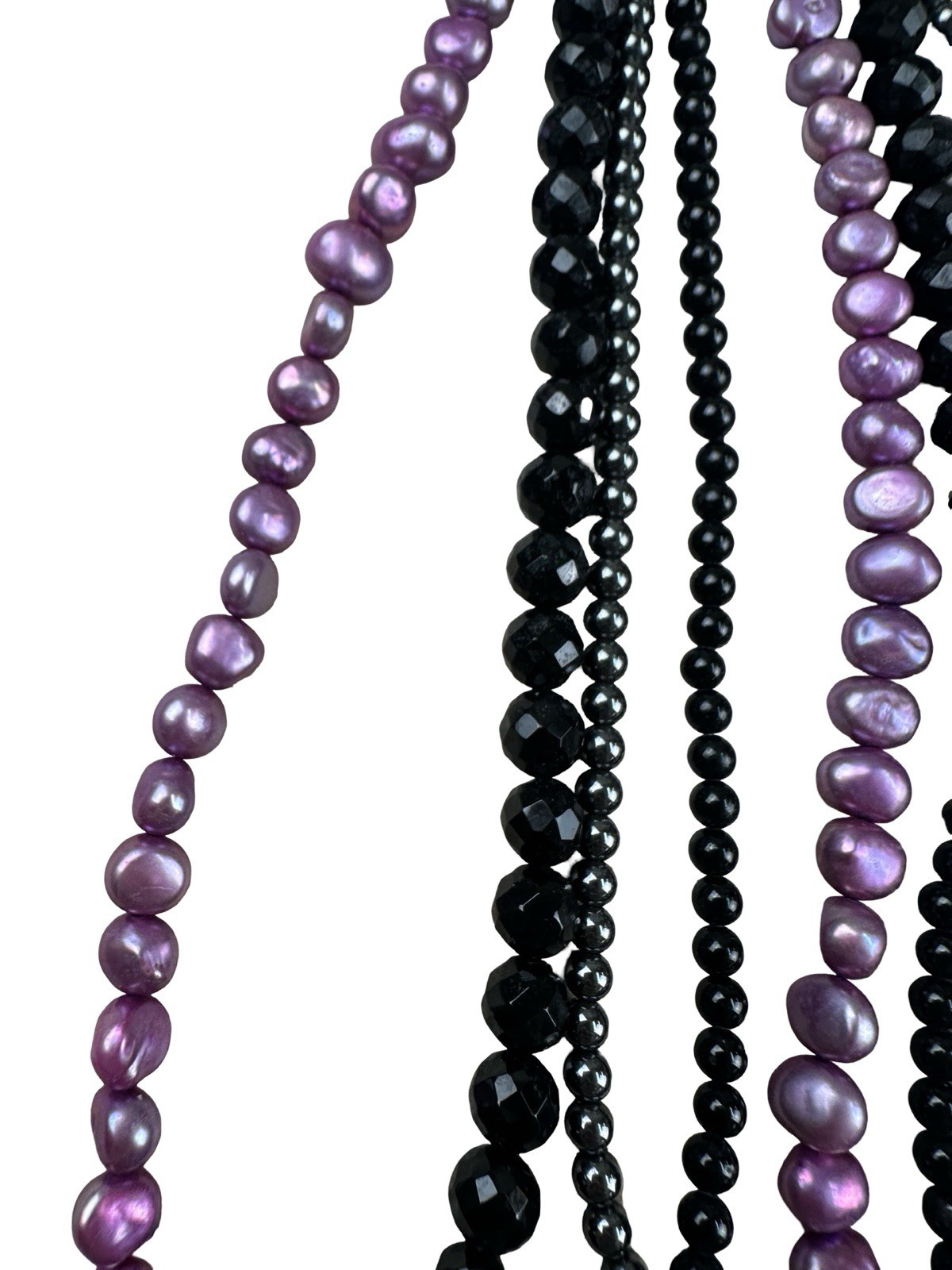 Vintage 14K Gold .585 PJS Clasp Dyed Freshwater Pearl Multi Strand Necklace 18”