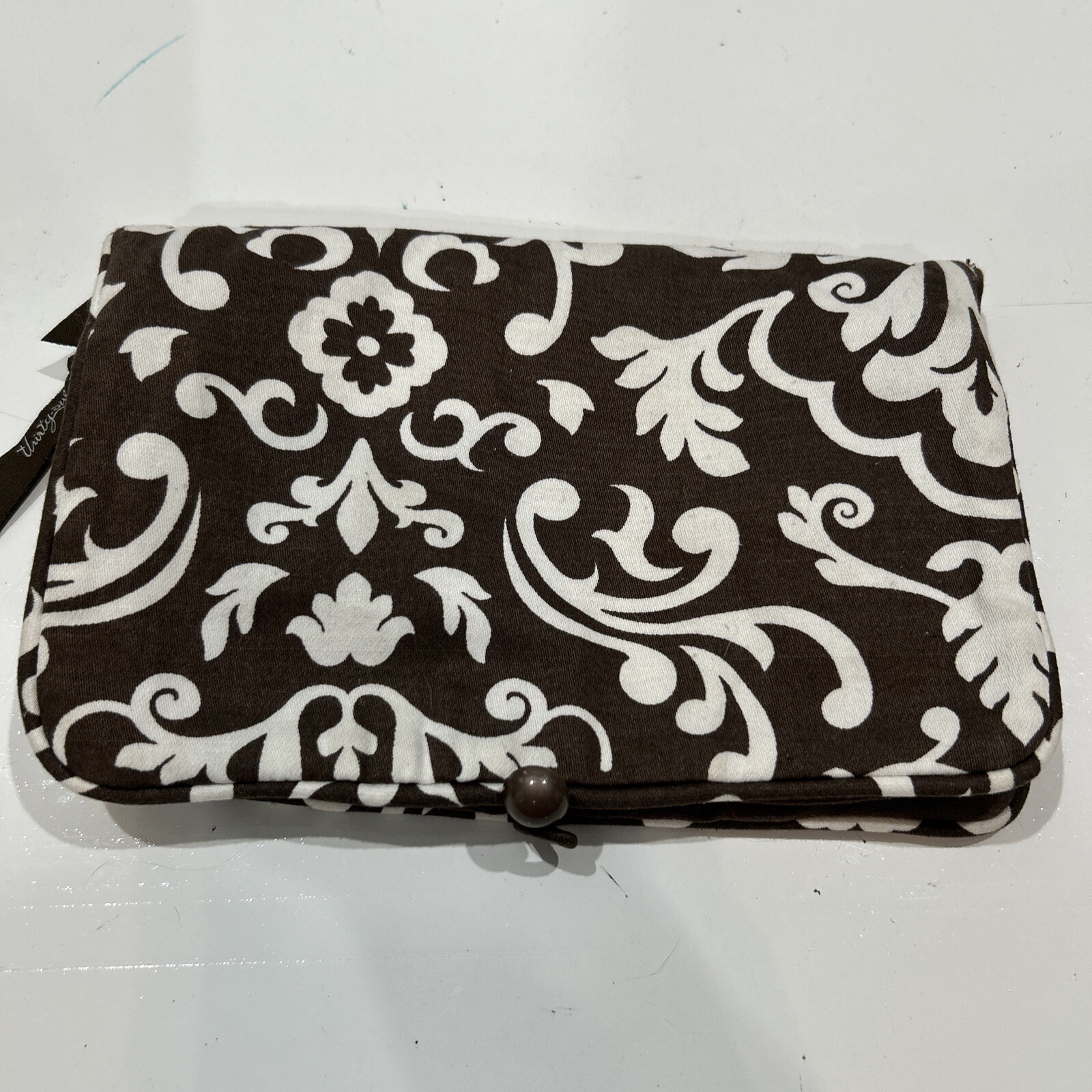 Thirty One Parisian Pop Brown Cushioned Fabric Jewelry Pouch Travel Case