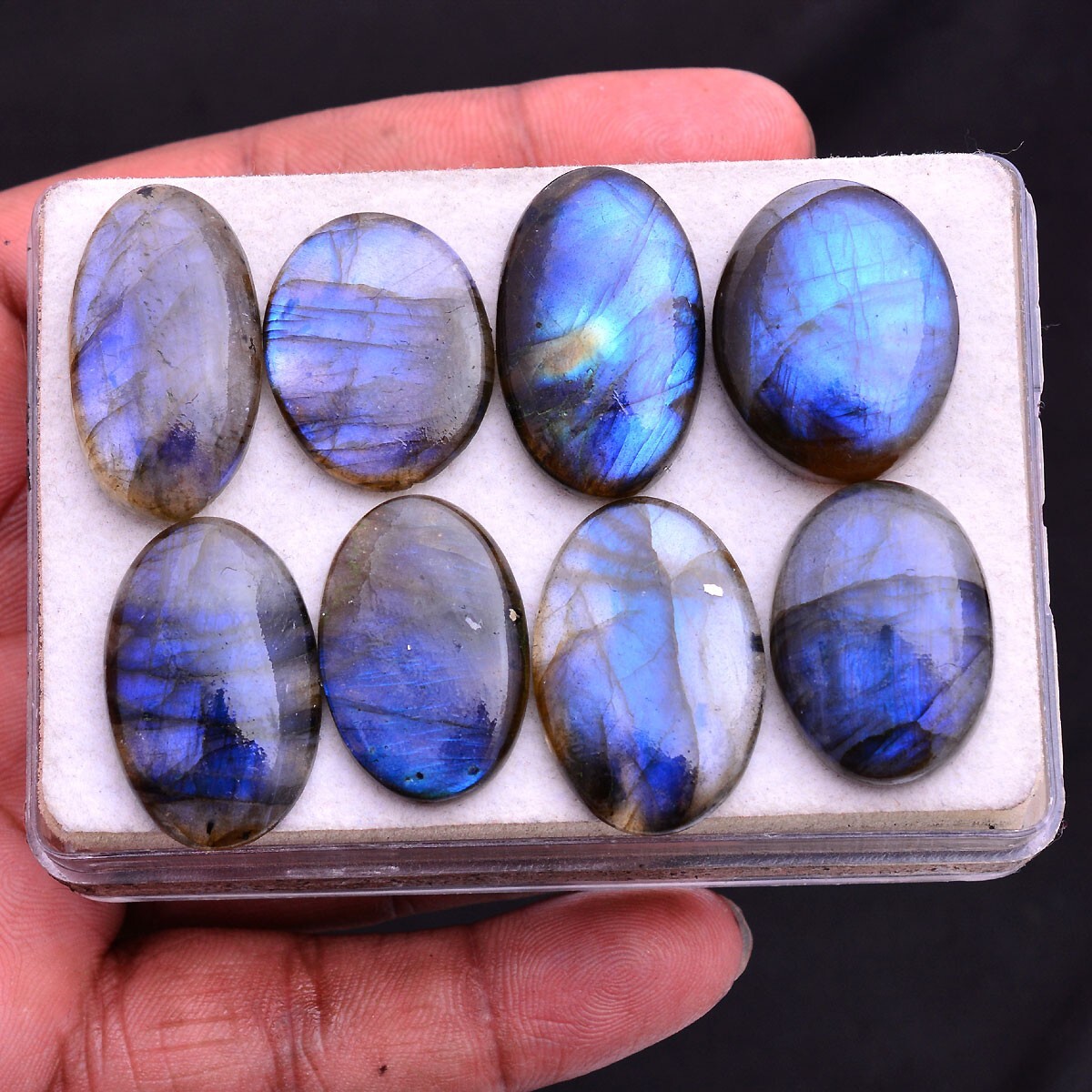 8 Pcs Natural Labradorite Blue Shine 23mm-28mm Magnificent Cabochon Gemstones