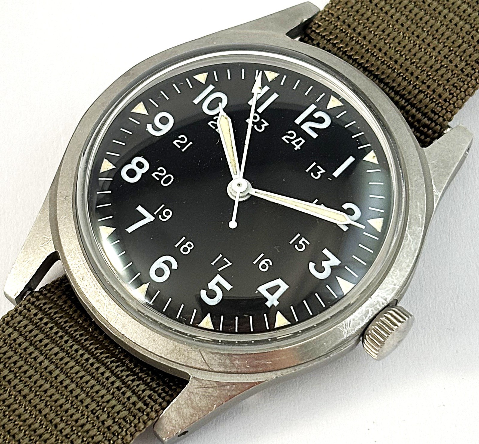 Vintage Benrus Stainless Steel GG-W-113 US Military Mens Watch Vietnam Dec 1970