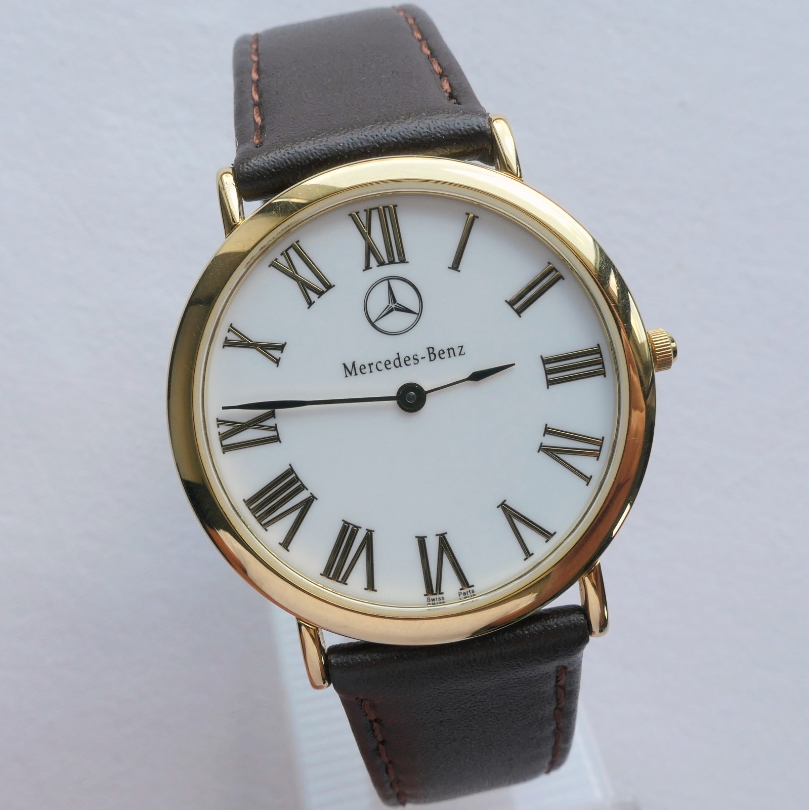 Mercedes Benz Classic Car Accessory 18k Gold Plated Swiss Made Luxury Watch