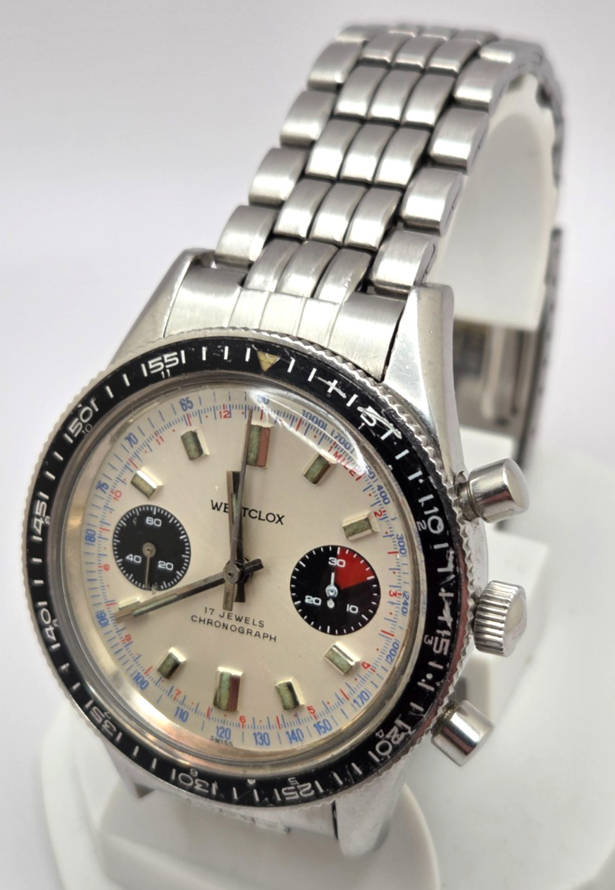 Vintage Westclox Valjoux 7733 Chronograph Ref. 634111 Stainless 38mm case works