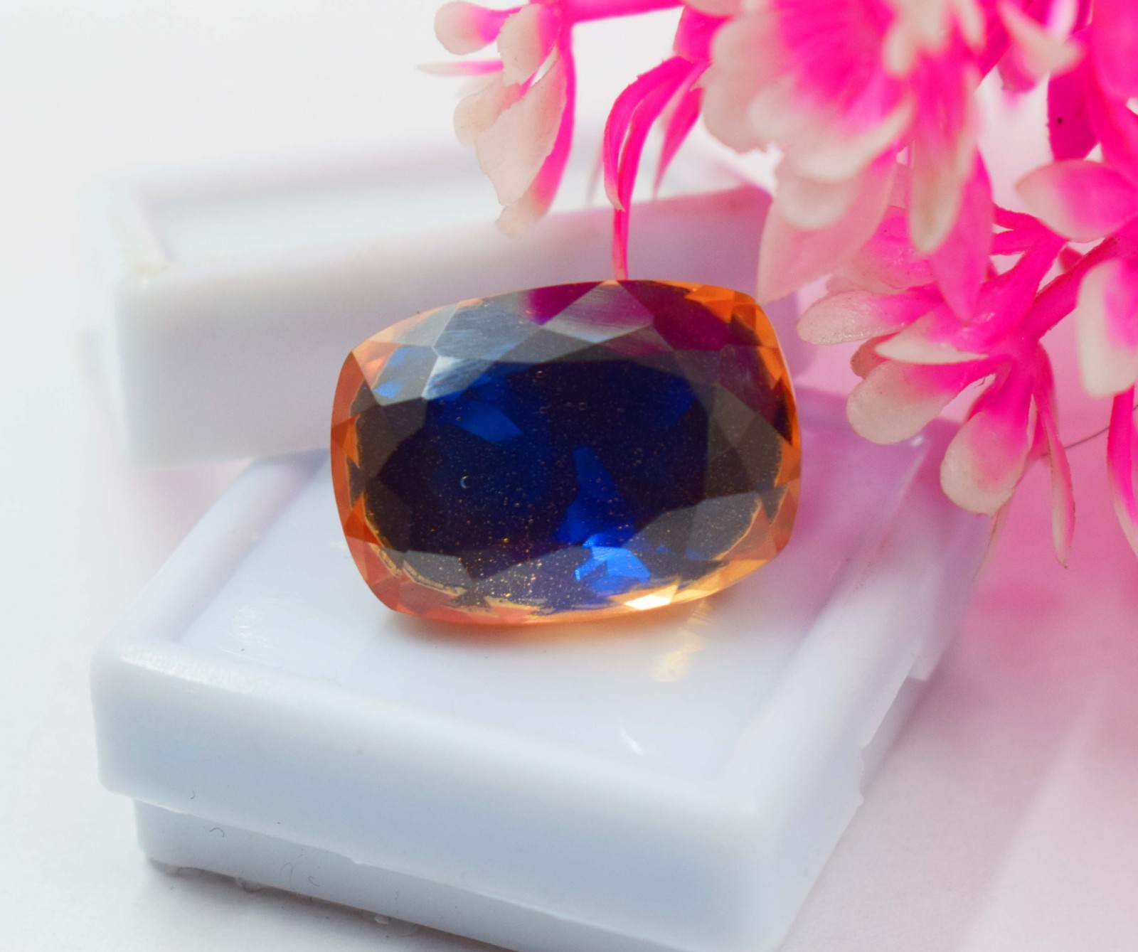 12Ct Pitambari Sapphire Bi-Color | Cushion Cut Loose Pitambari Gemstone Jewelry