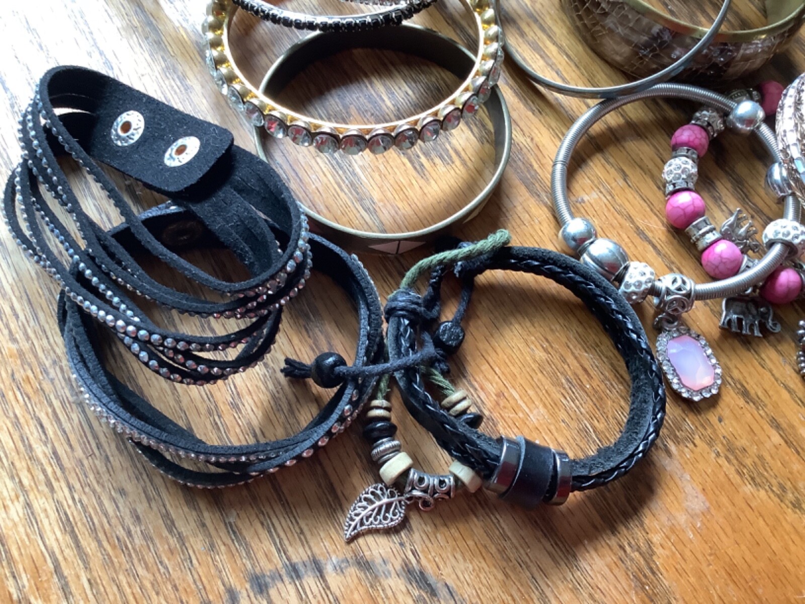 lot bracelet metal enamel leather bead bling lot # 408
