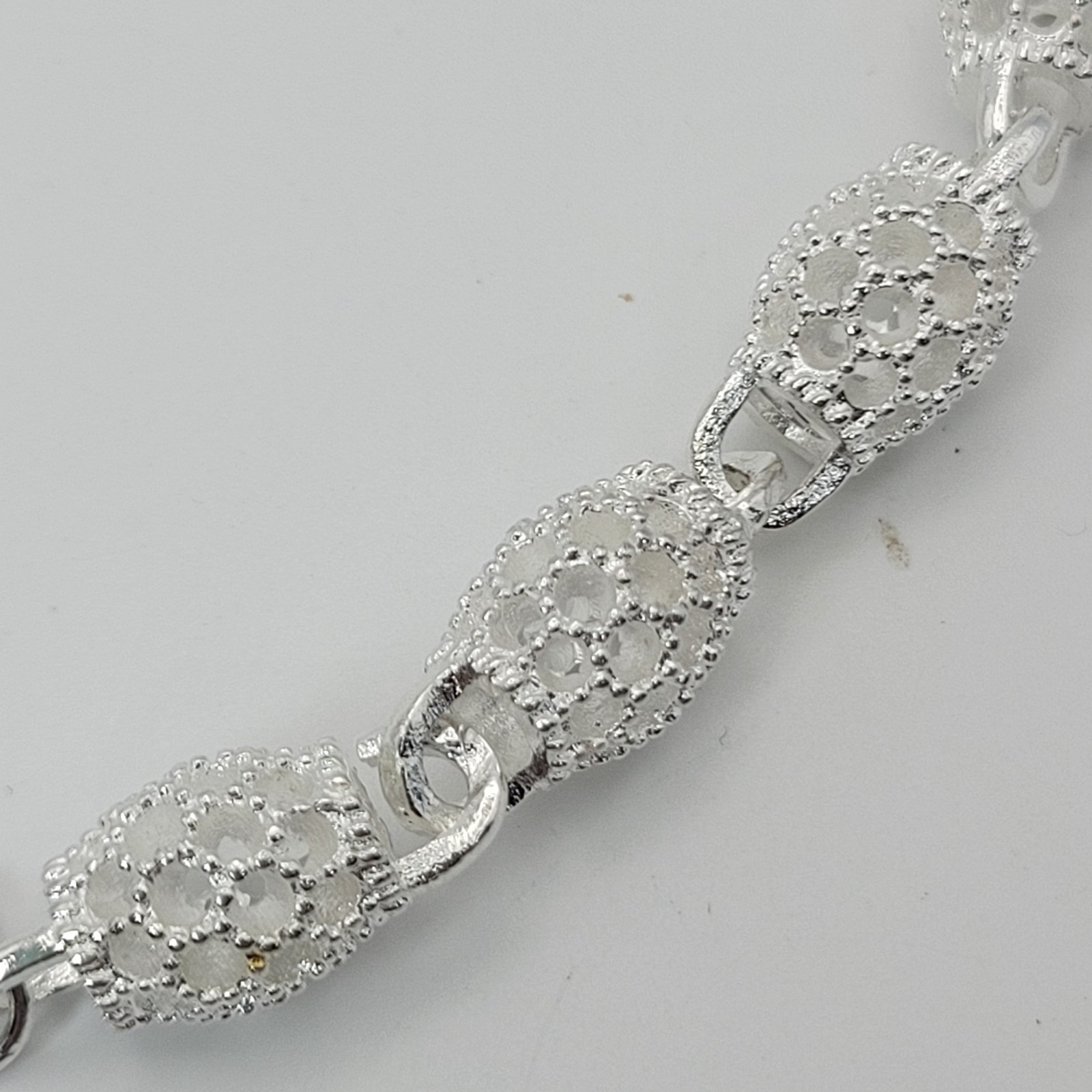 Filigree Oval Bead Link Bracelet Silver Tone Lobster Clasp Adjustable READ