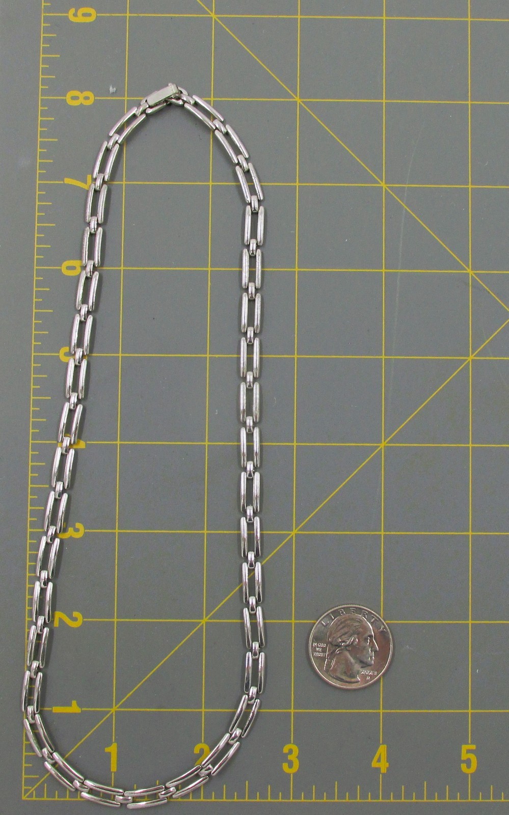 Classic Paperclip Chain Link 18″ Necklace Polished Silver Tone Vintage