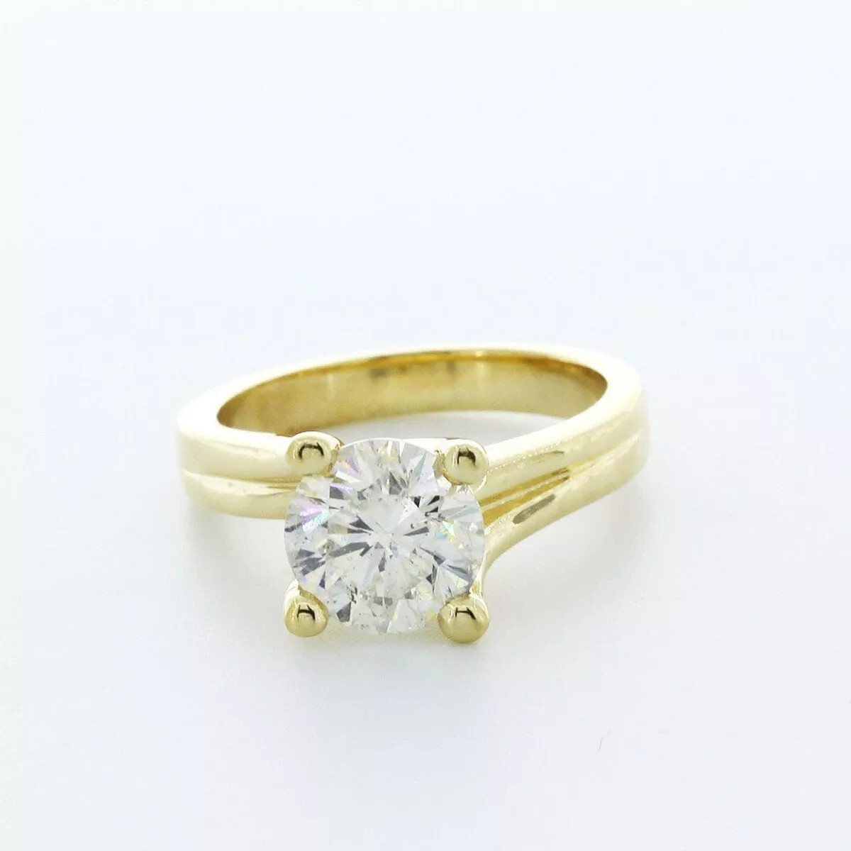Solitaire Engagement Ring Solid 14K Gold 2.51 CT Round Lab-Grown Diamond H SI1