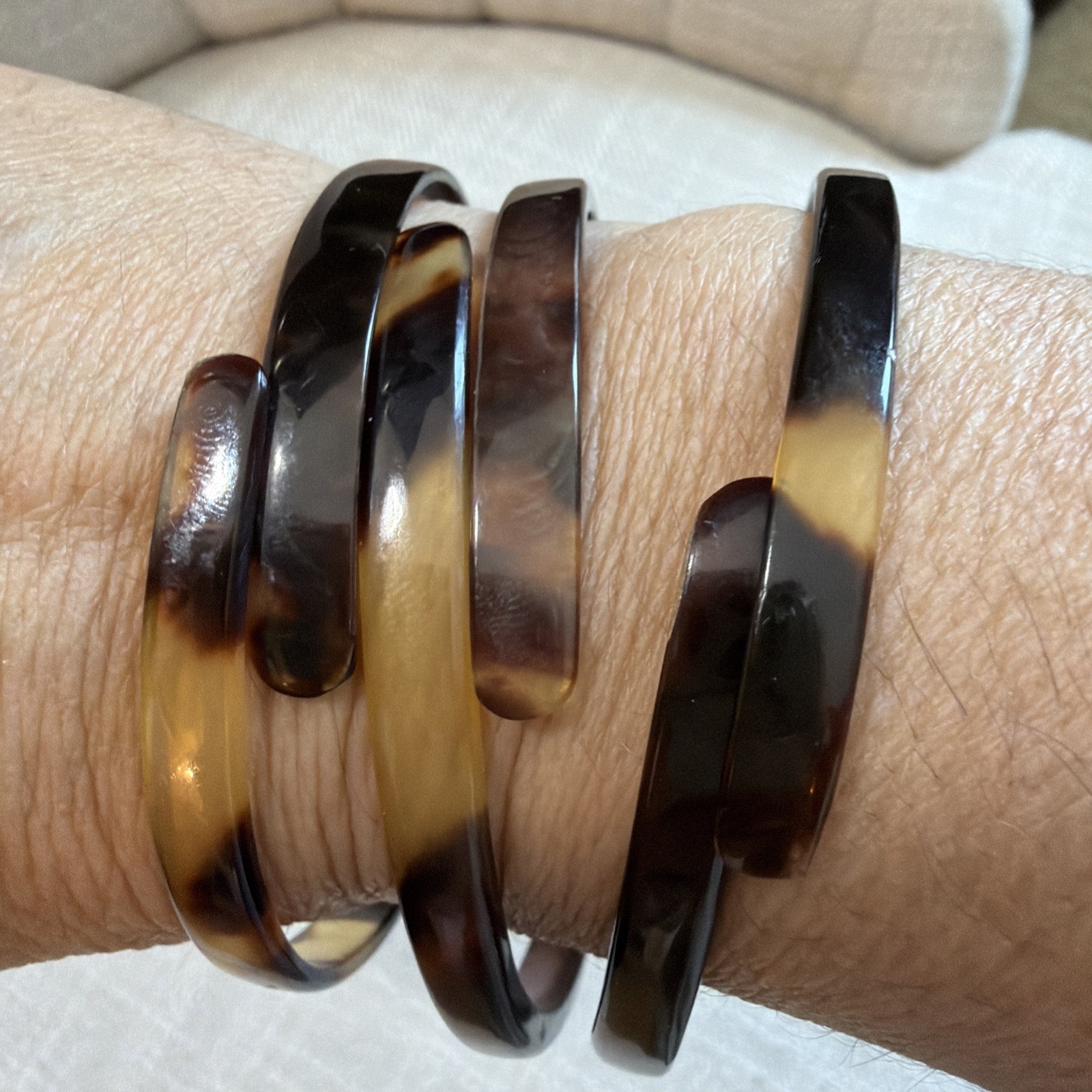 VTG 3 FAUX TORTOISE SHELL SET BRACELET ESTATE FIND RARE adjustable