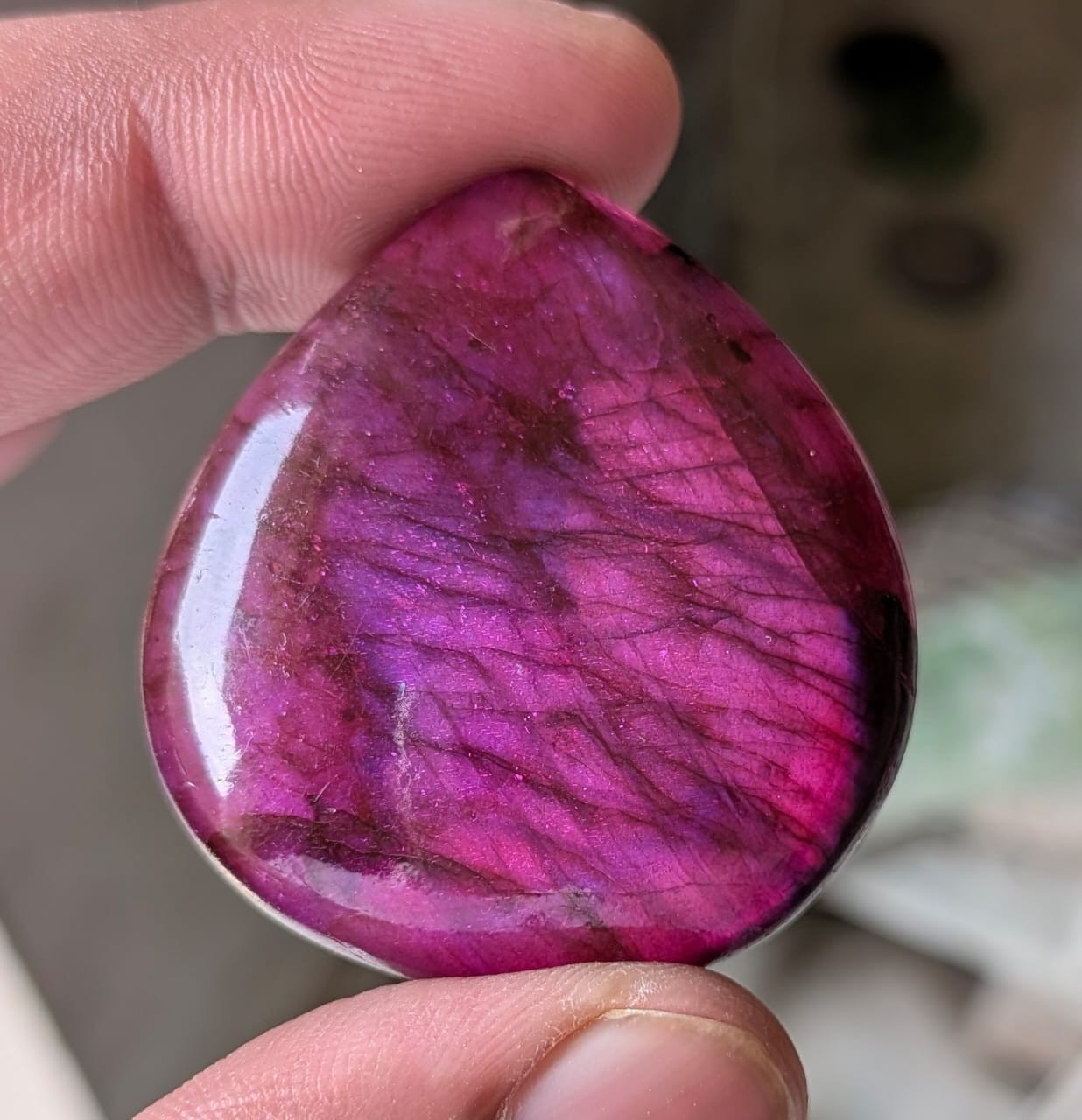 Purple Labradorite Pear Shape Cabochon, Loose Gemstone For Wire Wrapped Jewelry