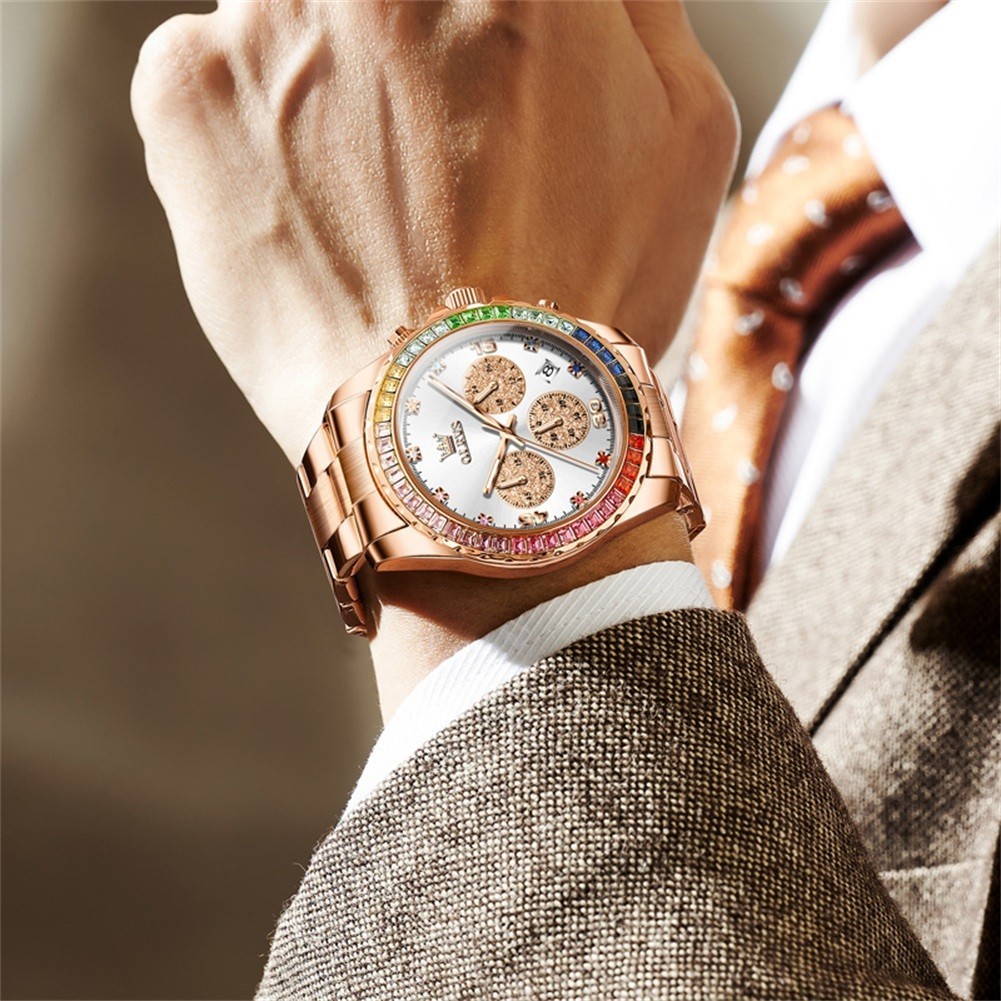 OLEVS 2939 Luminous Simple Casual Best Gift Japan Movement Gold Quartz Watch`
