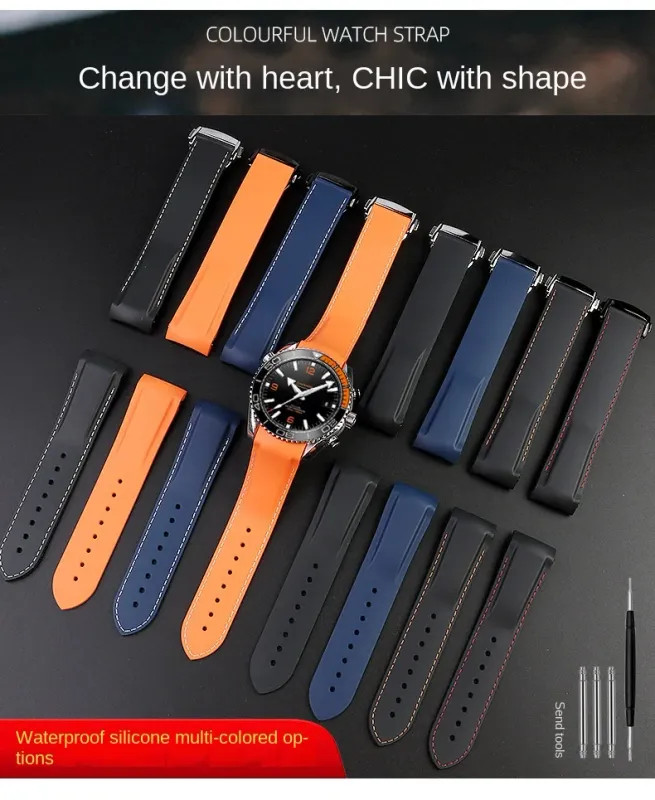 20mm 22mm Silicone Watch Band For Omega 300 SEAMASTER 600 PLANET OCEAN Seiko SKX