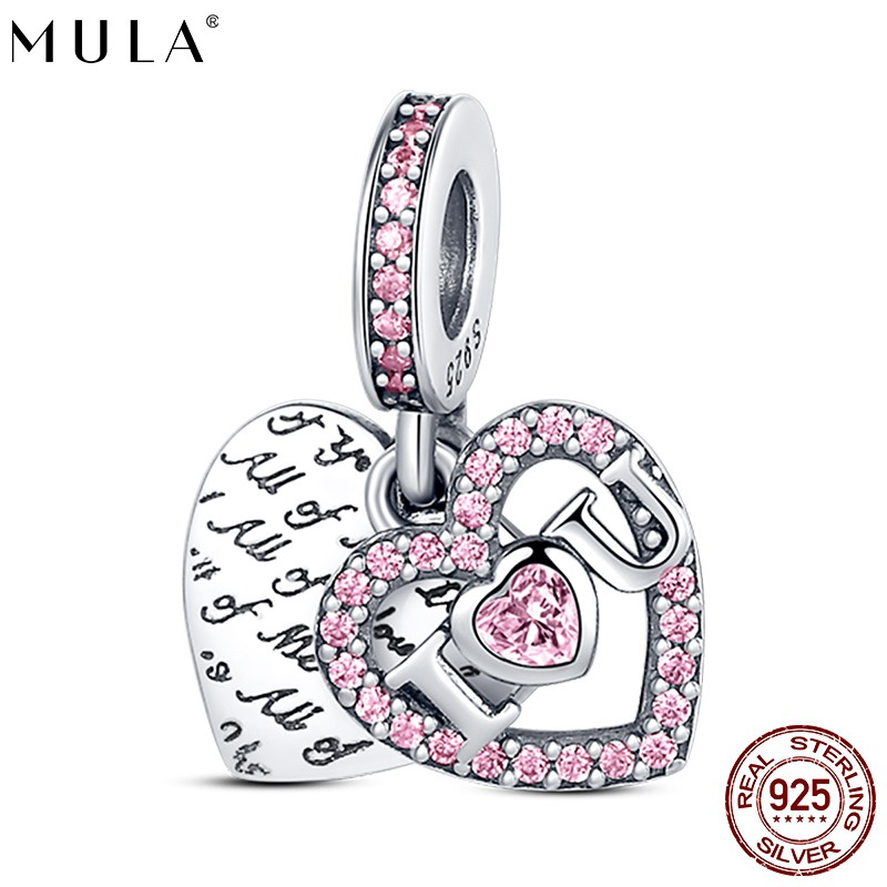 MULA European I LOVE YOU DIY Charm CZ For Women Bracelet 925 Sterling Silver