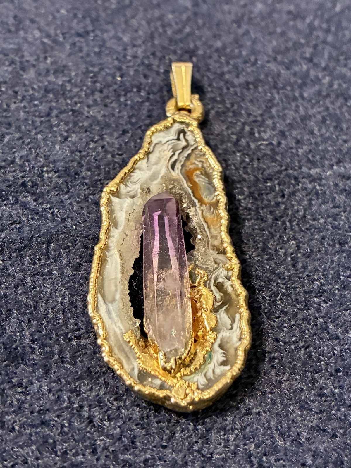 Amethyst & Agate Pendant – Quartz Crystal Necklace Jewelry