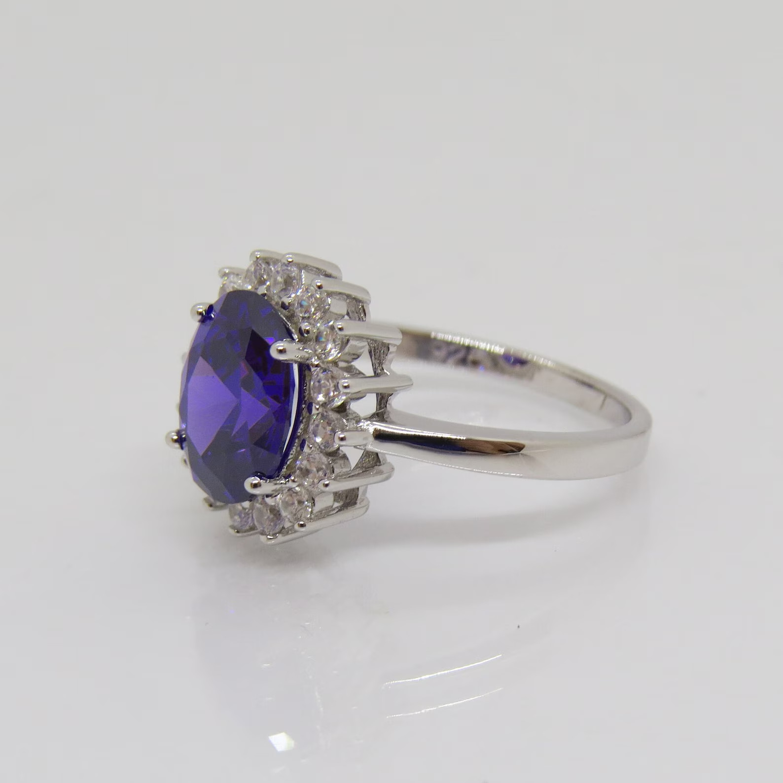 4.70 Ct Oval Cut Natural Sapphire Diamond Engagement Ring 14K Solid White Gold 6