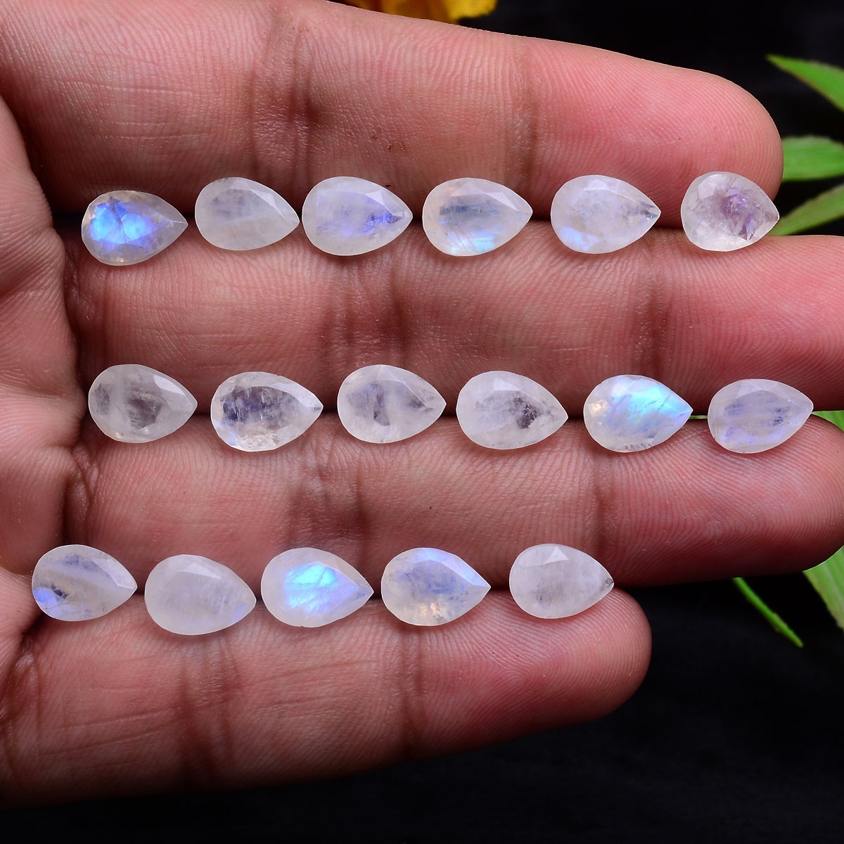 26 Pcs Natural Moonstone Blue Shine 10mmx7mm Pear Faceted Cut Loose Gemstones