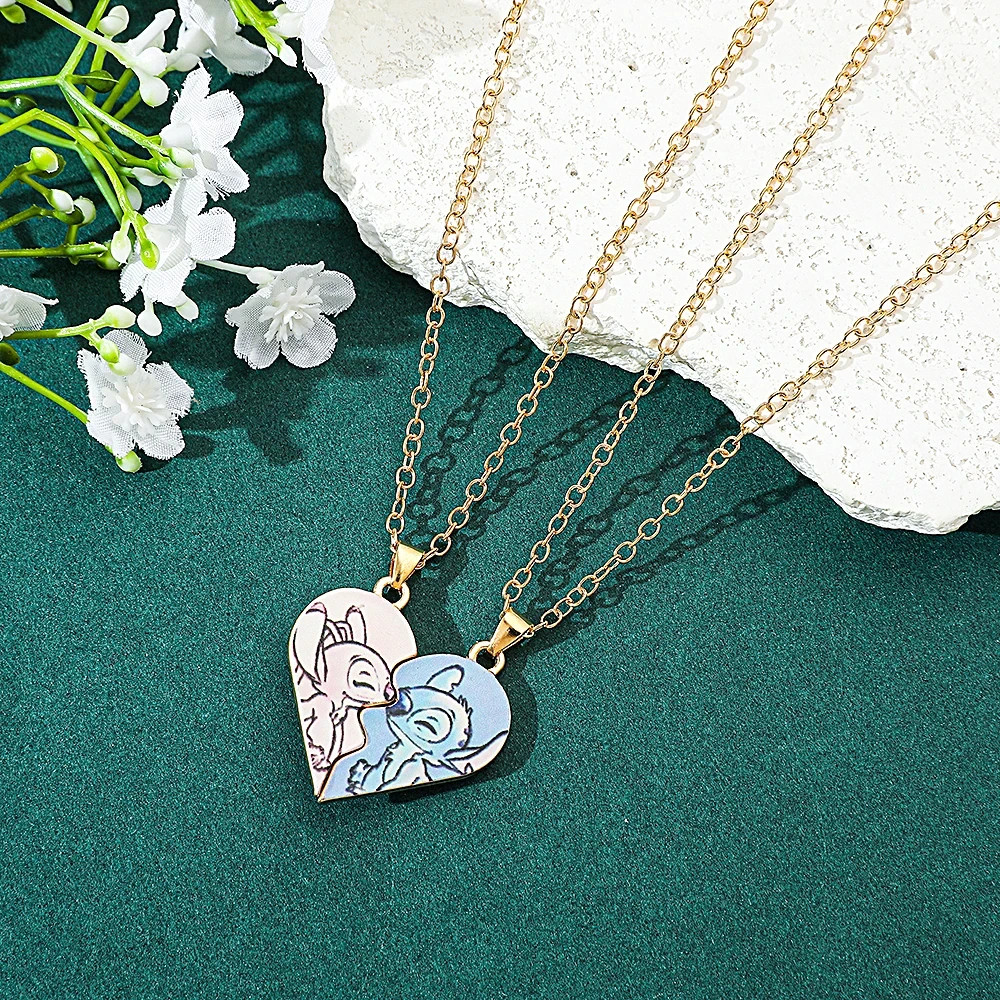 Disney Stitch Angel Couple Necklace Pendant Jewelry Gift for Couple Birthday