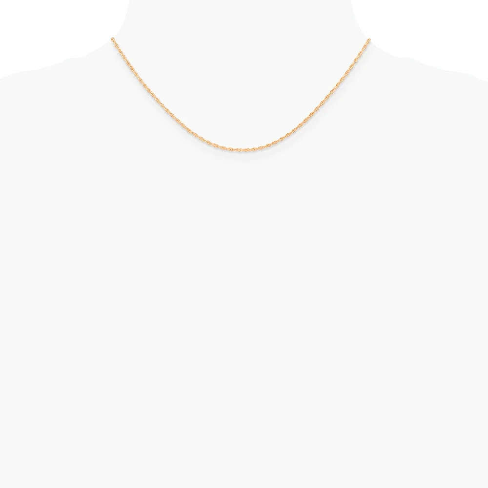 14K Rose Gold 1.15mm Carded Cable Rope Chain Necklace 16″-24″