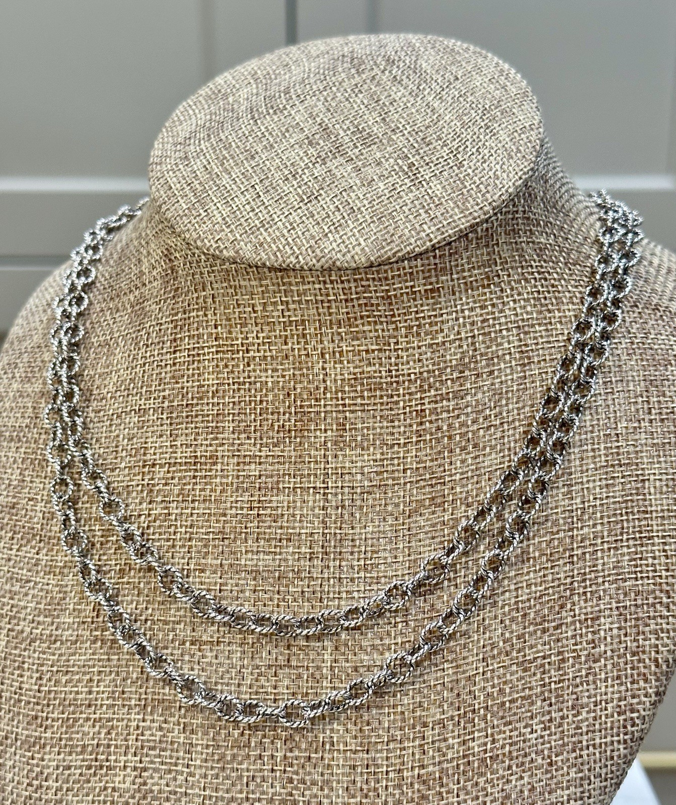 Ann King Sterling Silver Double-Row Chain Cable 18” Necklace, 34Gs.