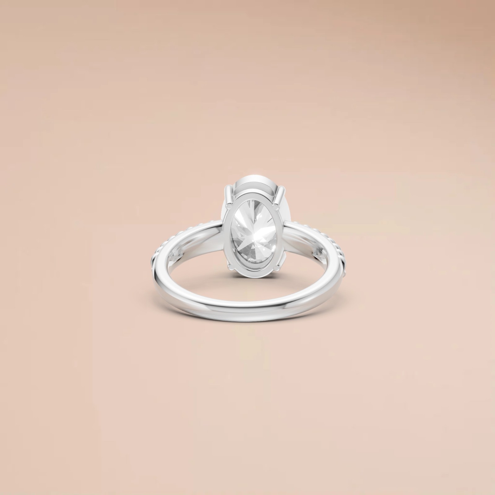 Three Stone Oval Lab Diamond Prong Set Solitaire Engagement Ring