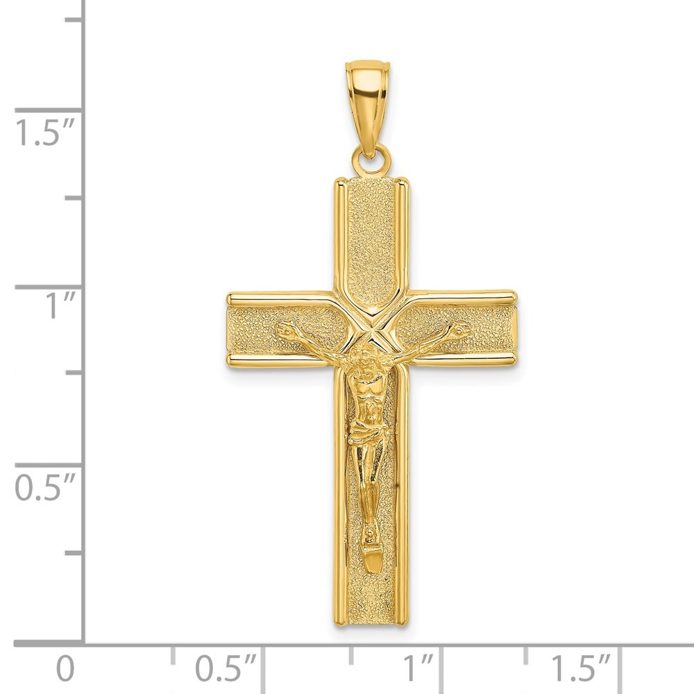 14K Yellow Gold Cruicifx Corss Shape Charm Pendant L -39.7mm, W-21mm