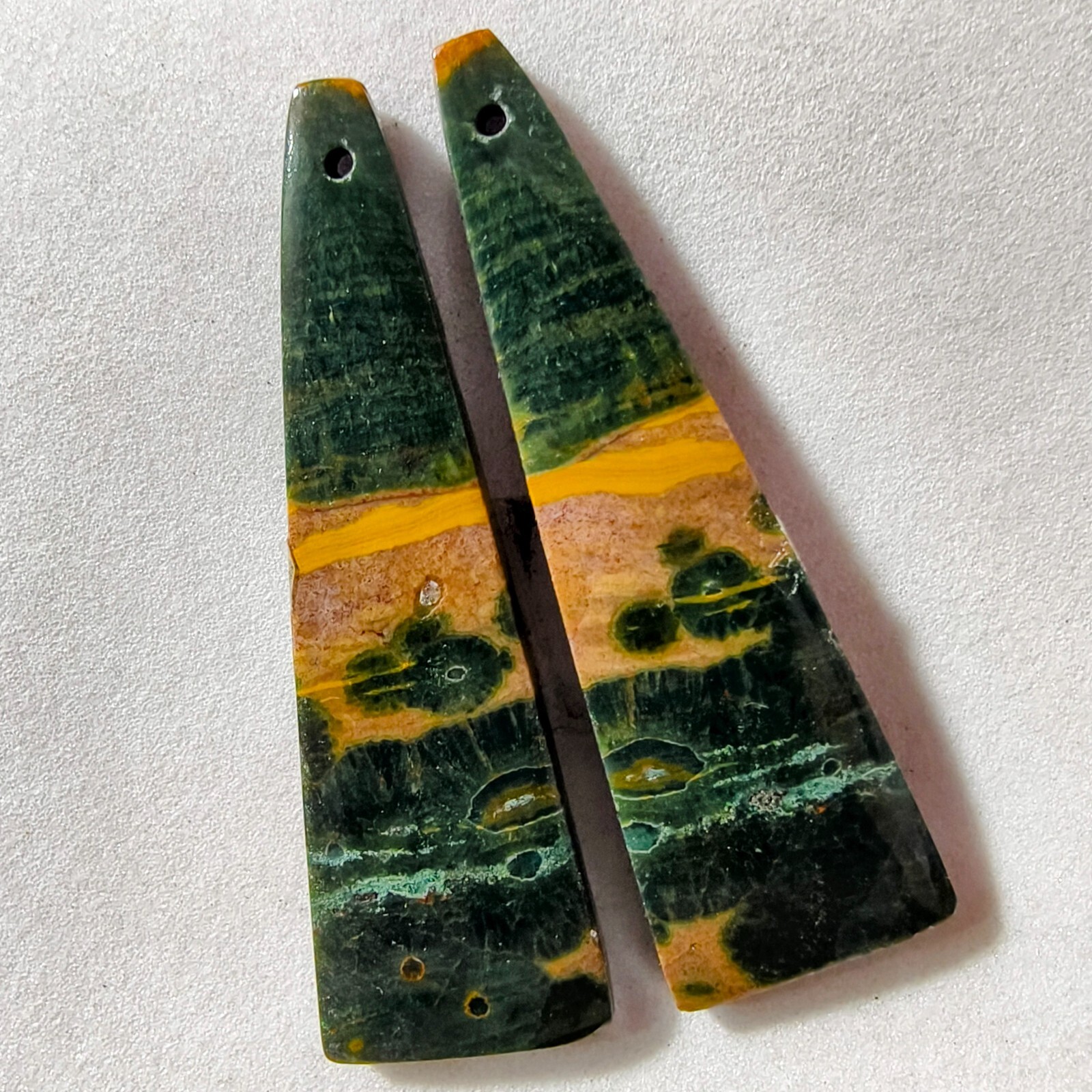 44 Cts Natural Ocean Jasper Drilled Match Pair Cabochon Gemstone 45.5 X 14.2 MM
