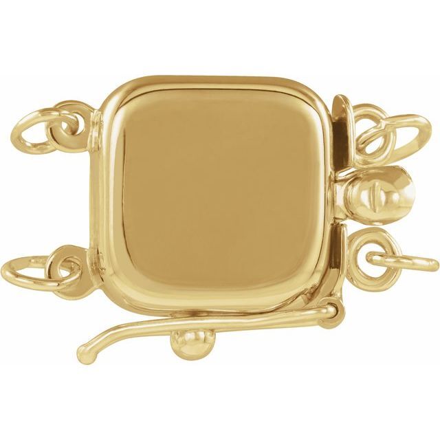 14K Solid Gold Plain Cushion Shape Pearl Box Bead Clasp Single Strand Engraving