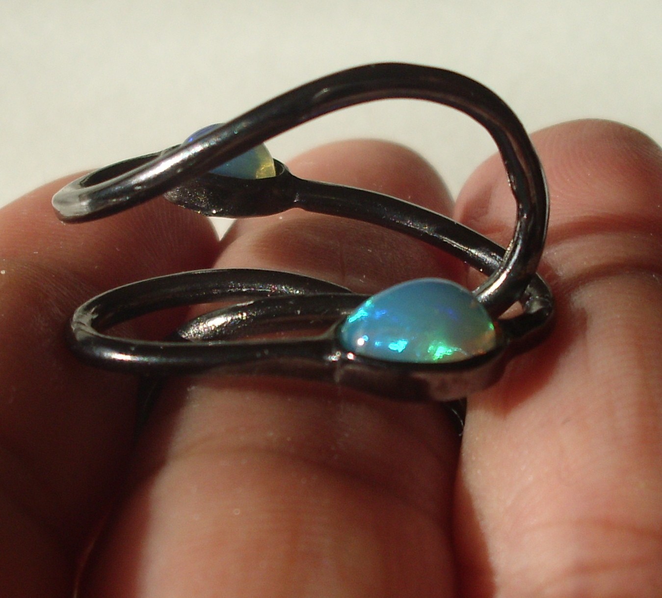 CeS Intertwined Fire Opal Ring from Mexico, Mexican Opal