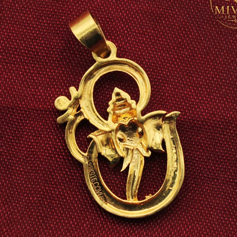 22K True Gold Ganesh Ji Om Designer Pendant 3.41g Office Wear Jewelry