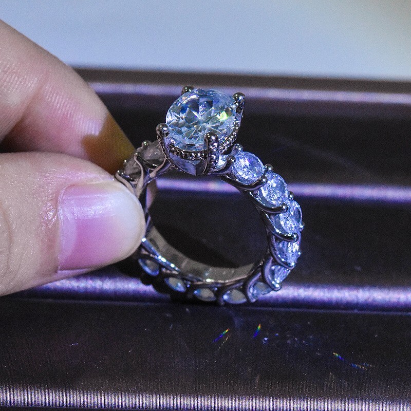 2CT Oval Cut Simulated Diamond Ring Silver Plated Unique Ring For Valentine Gift