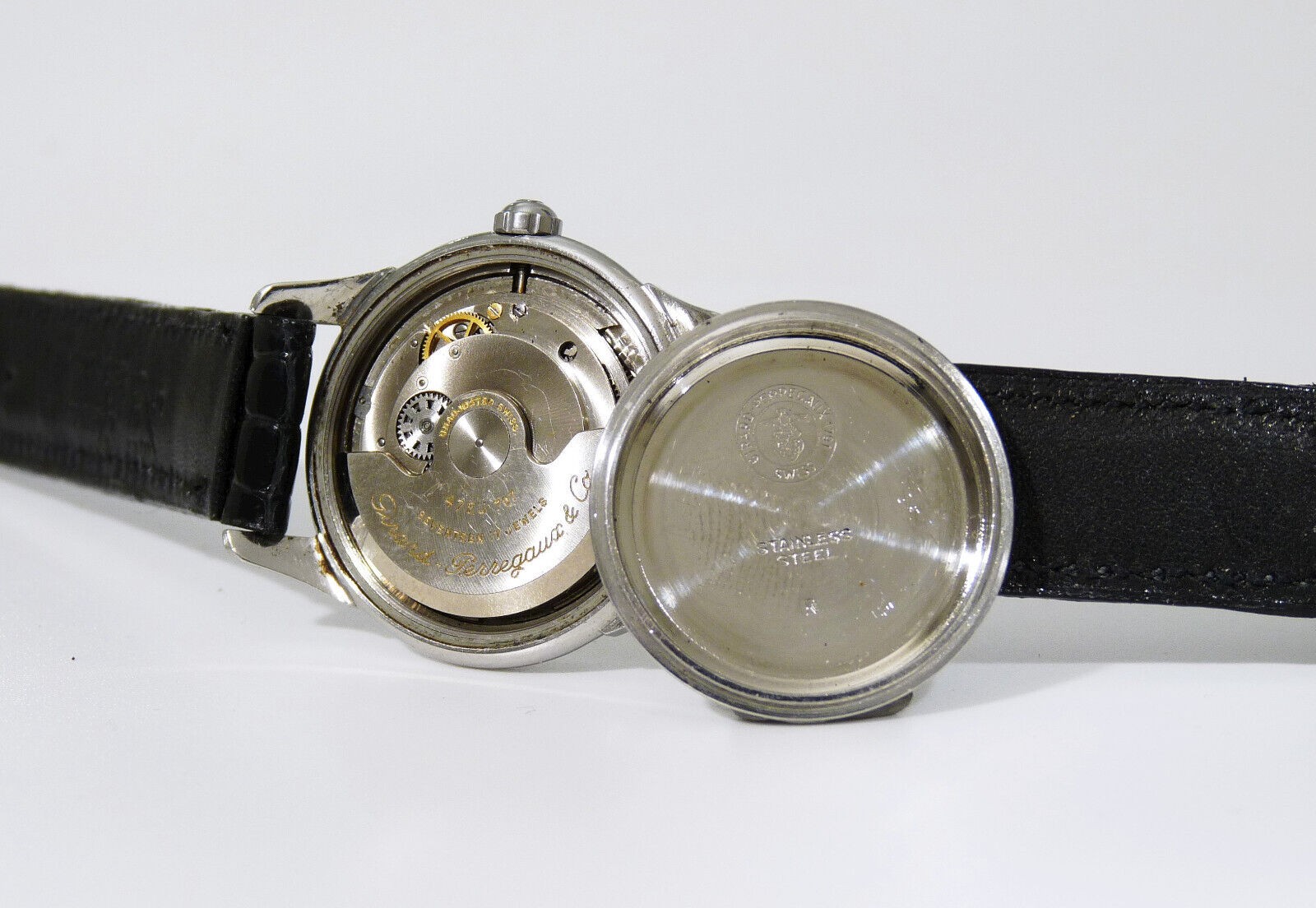 GIRARD-PERREGAUX Gyromatic Stainless Steel. Watch Automatic Gun Metal Blue Hands
