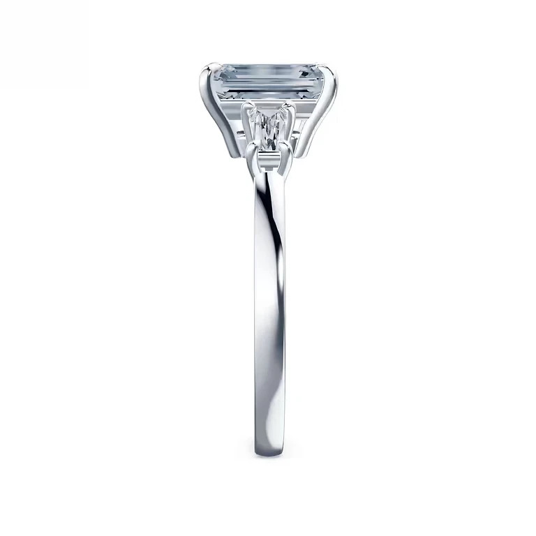 950 Platinum IGI Lab Grown Diamond Ring Fancy Intense Blue 3.20 Ct Emerald Cut