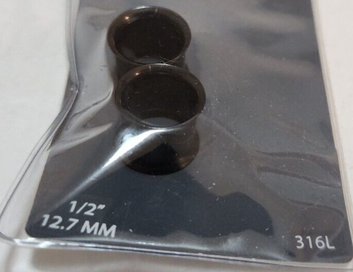 Spencers Pierced Nation Ear Gauges Black Tunnel 1/2″ 12.7MM 316L New