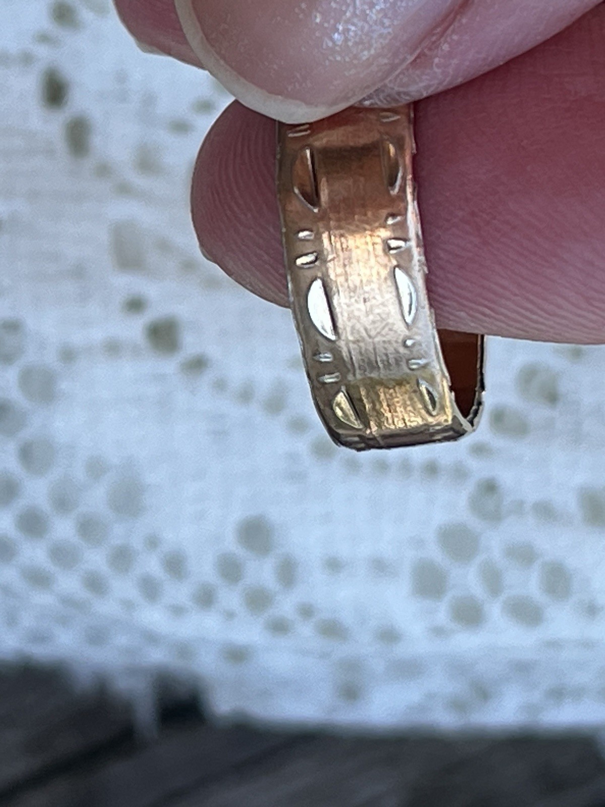 VINTAGE Hand-Chased Gold Fill Wedding Band Wide Ornate Stacking Ring SIGNED 6.25