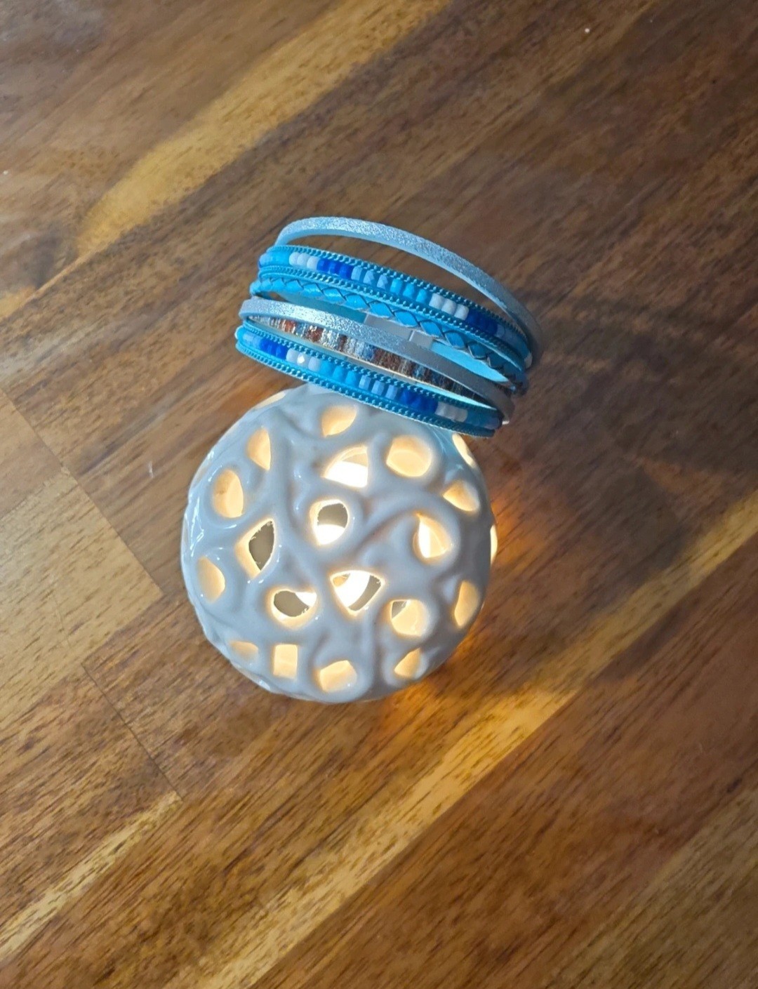 Turquoise Leather Wrap Bracelet, Multilayer Boho Cuff with Magnetic Clasp
