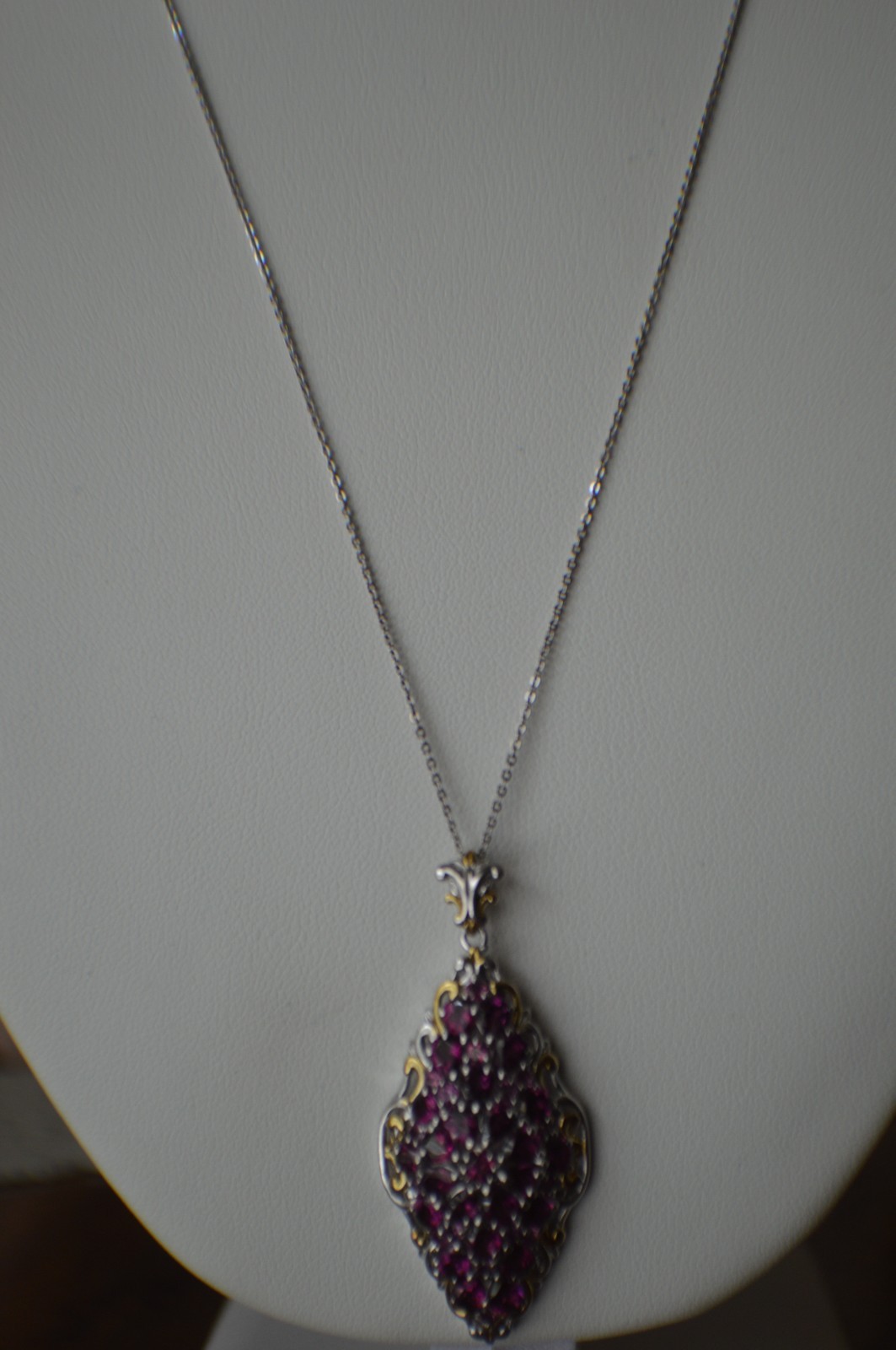 6.65ct Premium Ember Garnet Pendant with 20″ Chain Rhodium over Fine Silver