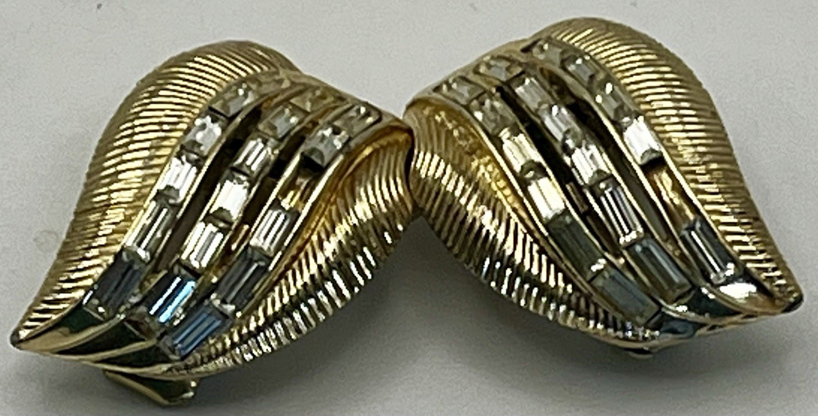 VINTAGE ART DECO 1930s CORO DUETTE BROOCH PAT 1798867 SILVERTONE 3PC 2.5”.