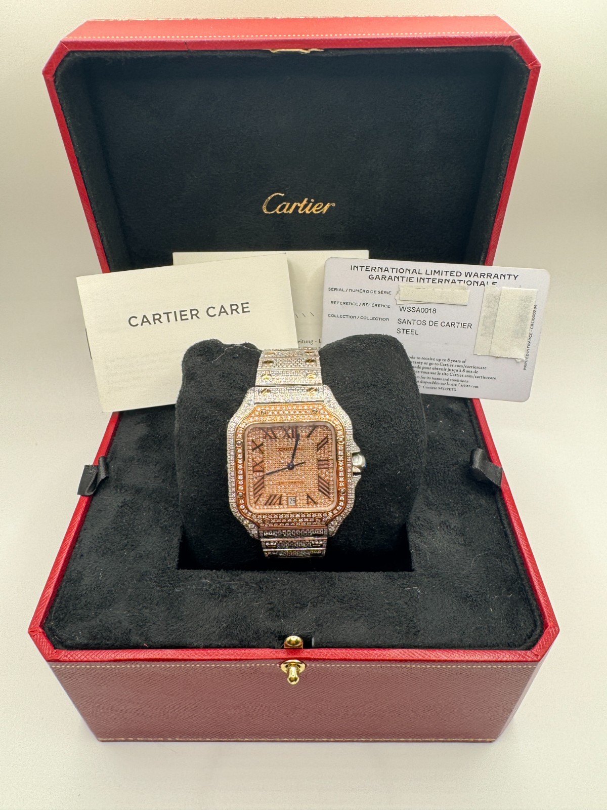 Cartier Santos Large Men’s 40mm Two Tone Iced 25ct Natural Diamonds