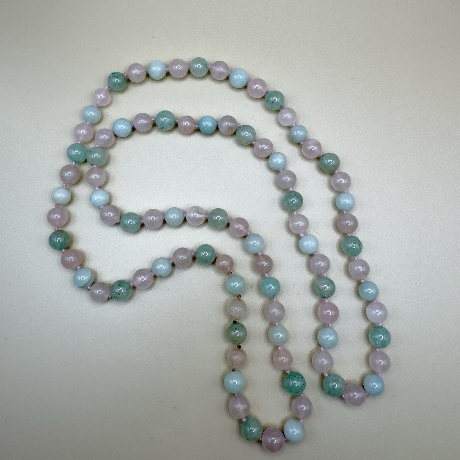 Pink And Green Gemstone Necklace Set, 24in Clasp And 32in Endless Strand