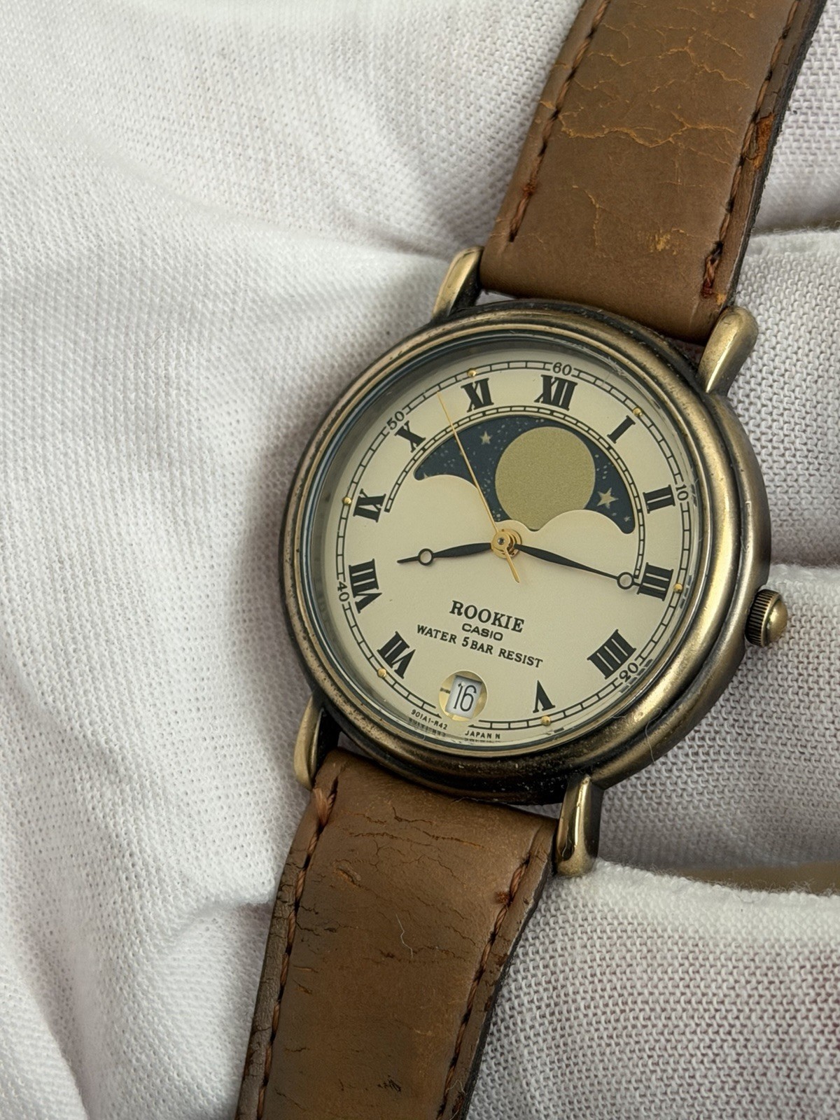 Rare Vintage Casio Rookie RKT-380 Moon Phase Men’s Classic Dress Watch JDM 1980s