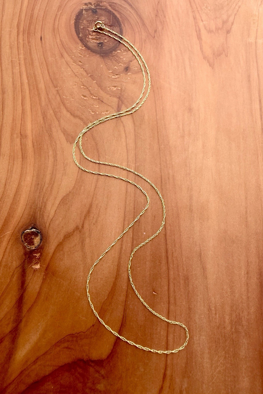 10K Yellow Gold Dainty Chain Necklace 18” Twisted Singapore Style Rope Spiral