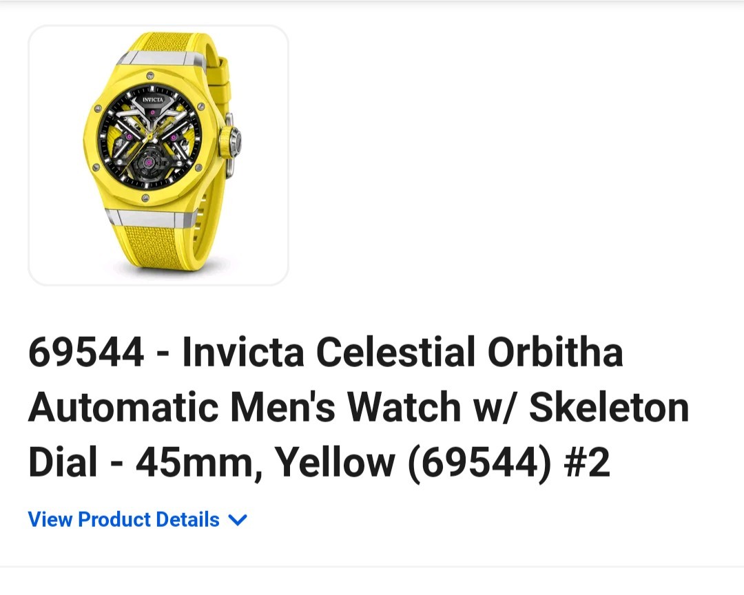 Invicta Celestial Orbitha Men’s Automatic Skeleton Dial 45mm Yellow Silicone