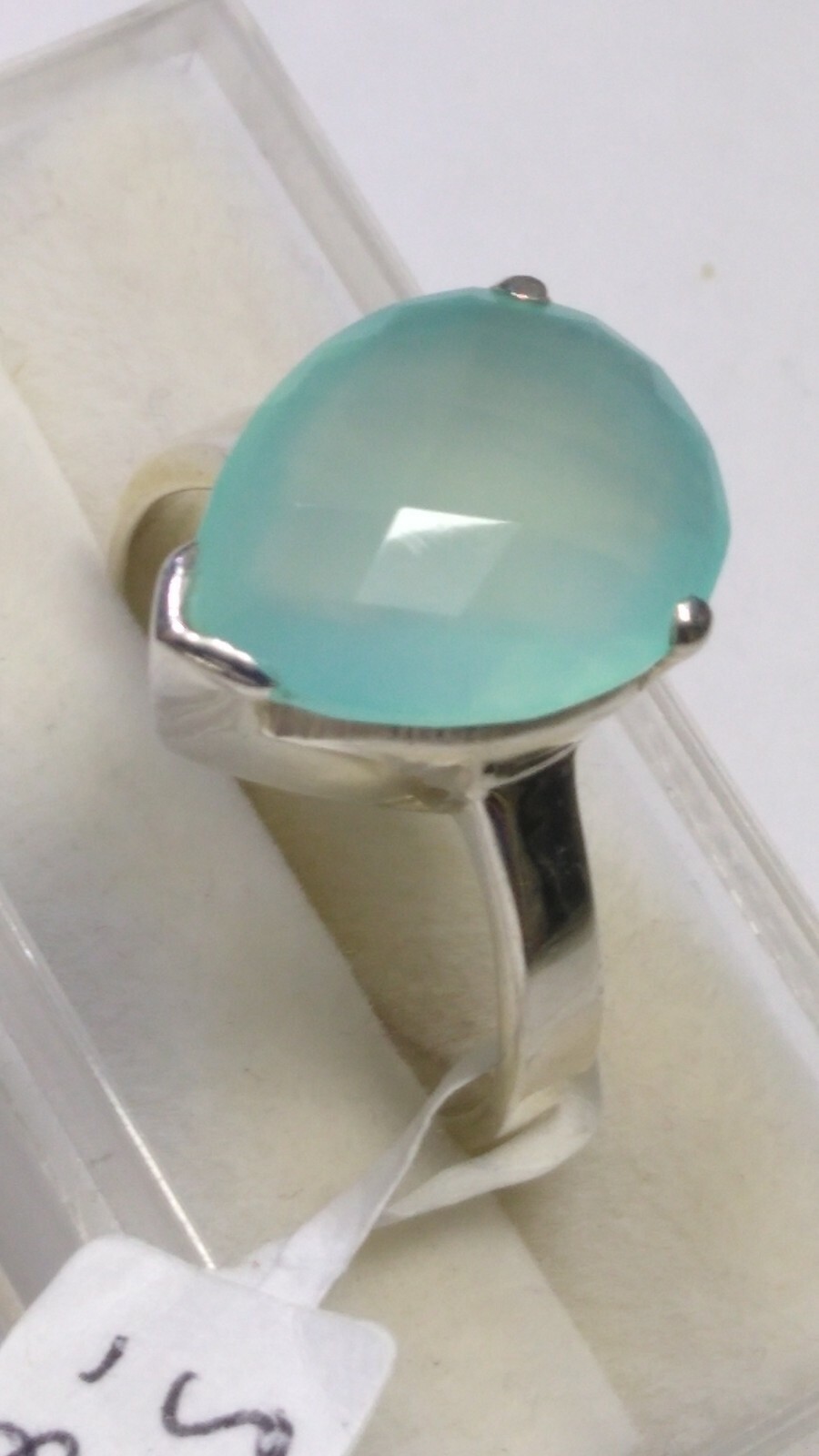 DREAMY SEA BLUE CHALCEDONY IN STERLING SILVER 925 RINGS SIZE 9.0-9.25,10.0-10.25