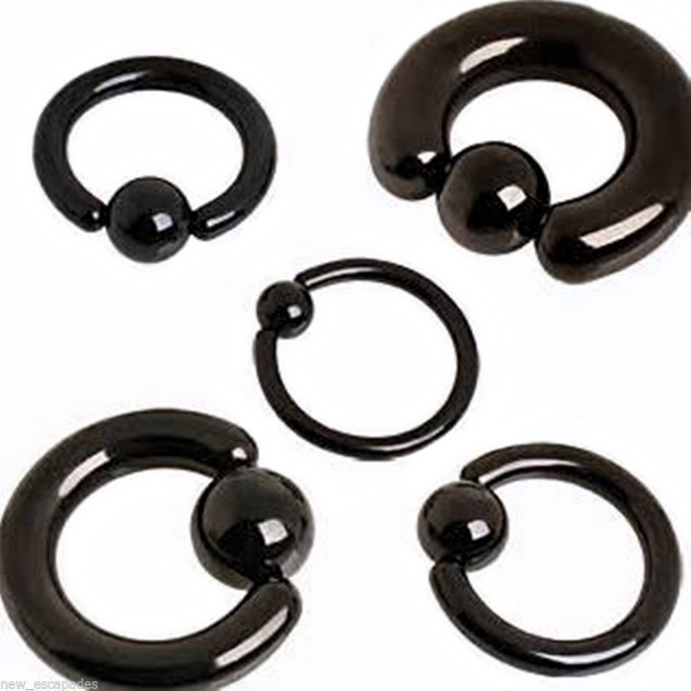 Captive Nipple Ring Heavy 2 Gauge 1/2″ Titanium Black IP 8mm Ball *
