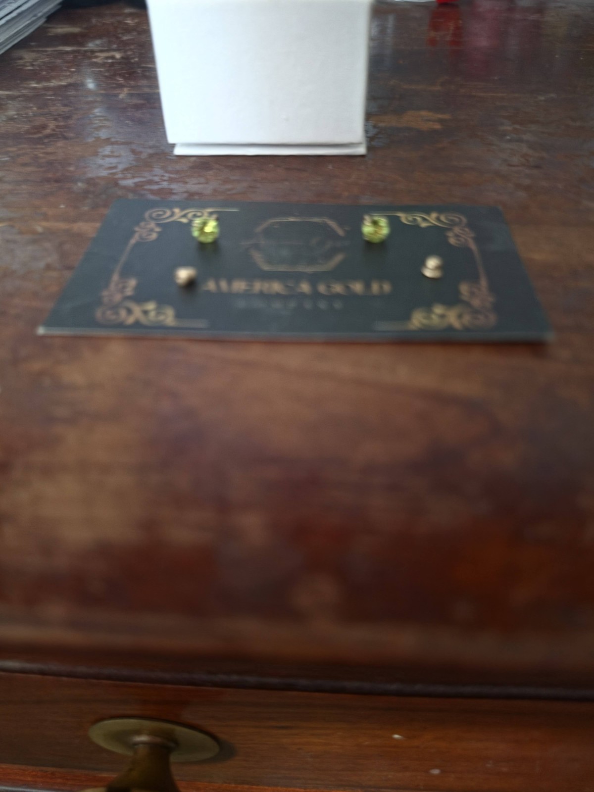 America Gold Company Gold Tone Round Green Crystal Stud Earrings Butterfly