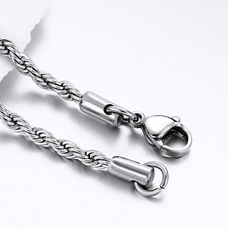USA Stock 4mm 316L Stainless Steel Women Men Rope Chains Necklaces 18-26”
