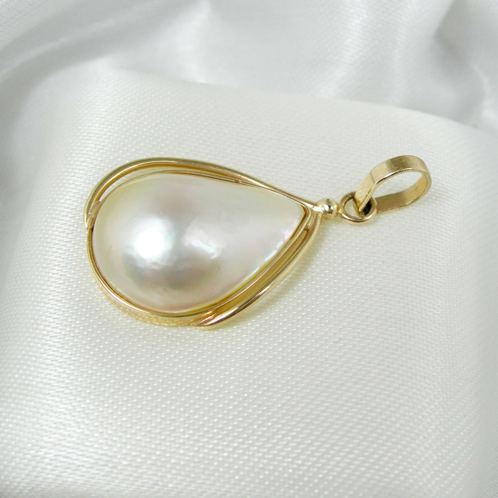 17×13 18×14 mm Teardrop Australian Mabe Pearl Pendant Genuine 375 9k Yellow Gold