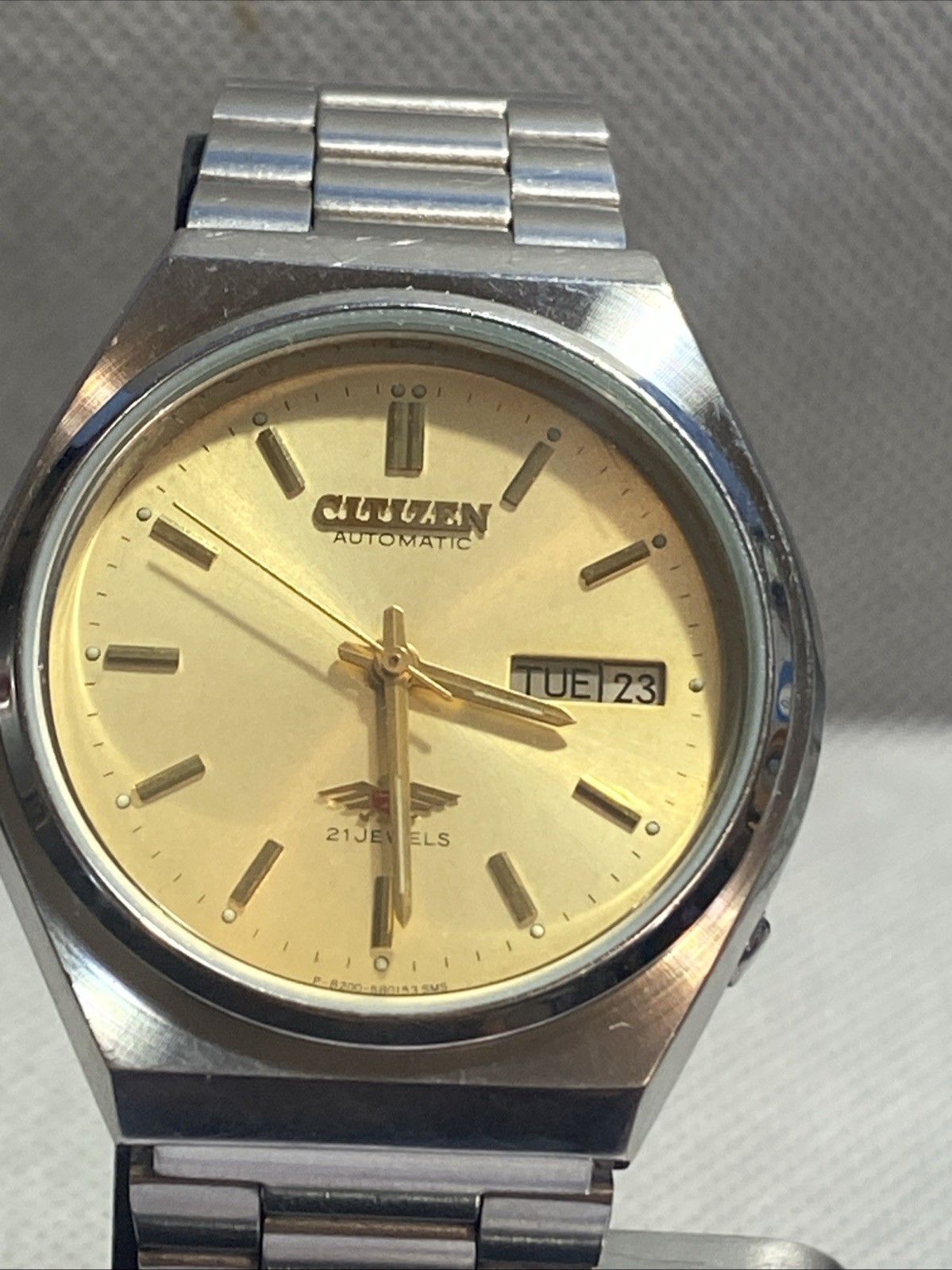 Vintage Citizen Eagle 7 4-038843 SMT Automatic 21 Jewels Day Date Mens Watch
